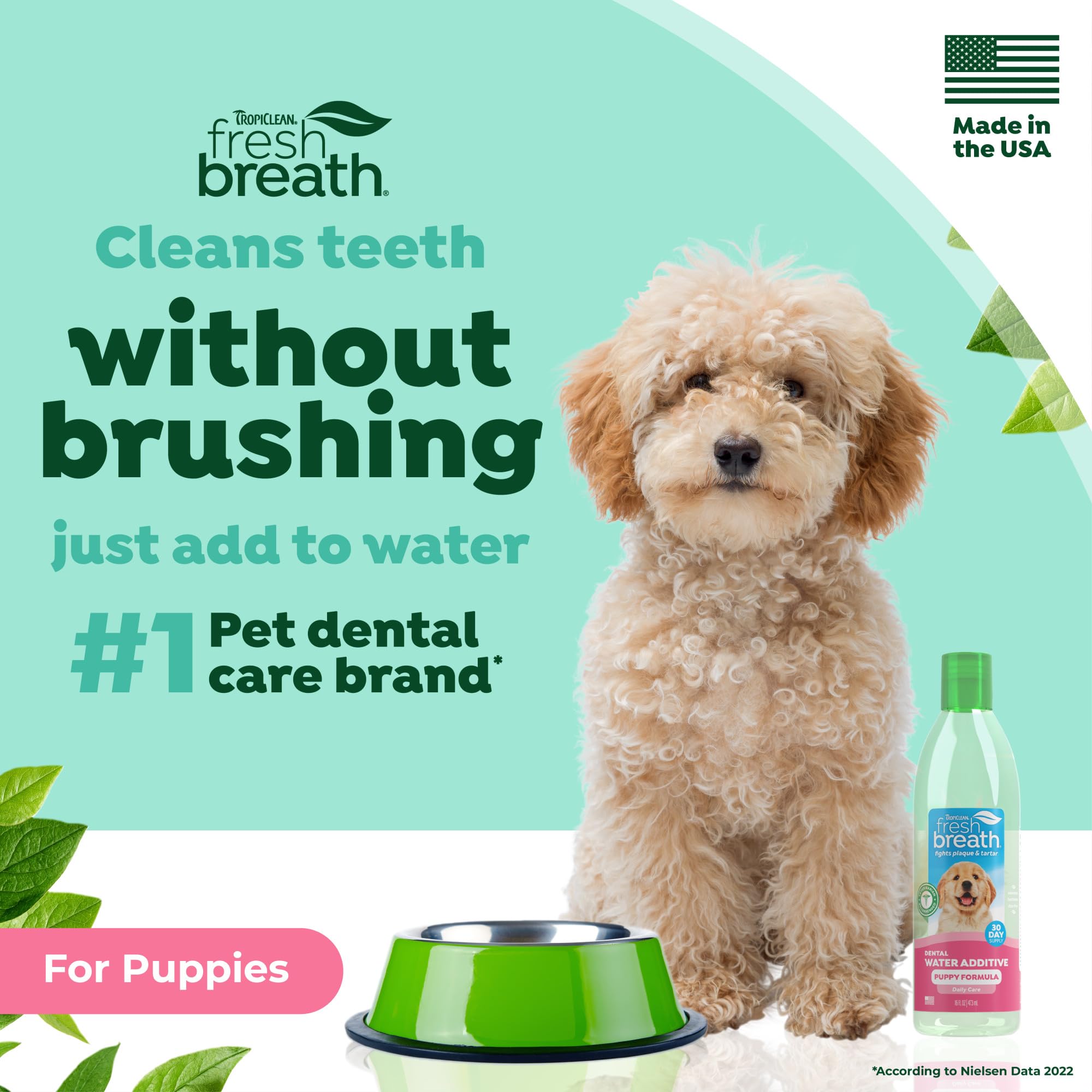 Cosmos Tropiclean Fresh Breath Puppy Water Additive Dental Care, 16-Ounce.