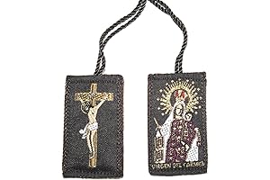 Virgin of Mount Carmel Brown Scapular with Jesus on The Holy Cross