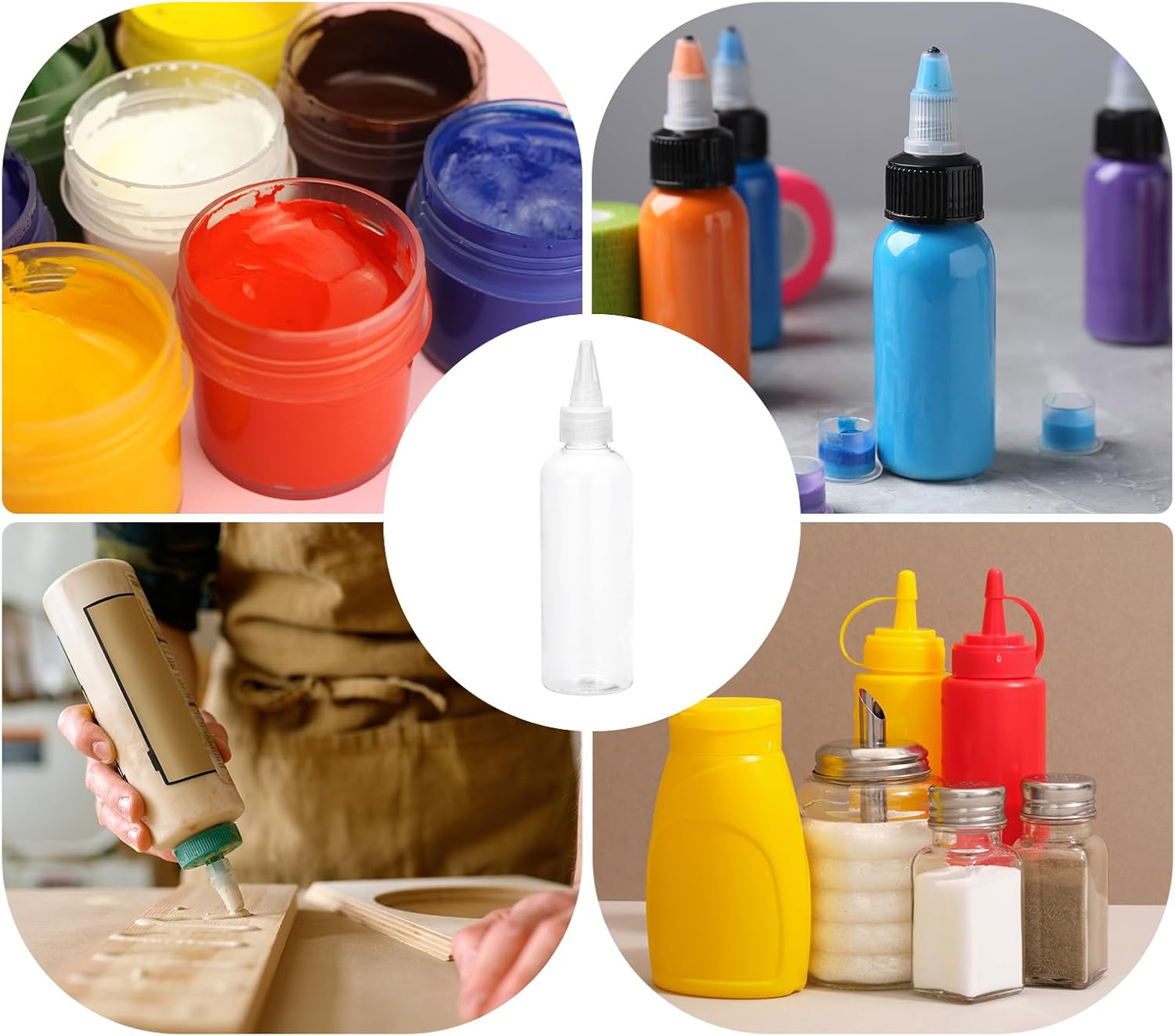 MECCANIXITY 2 Pack 100ml/3.4oz Dispensing Bottles Plastic Squeeze Bottle with Twist Top Cap Graduated Measurement for Liquids, Inks, Oils, Arts, Crafts