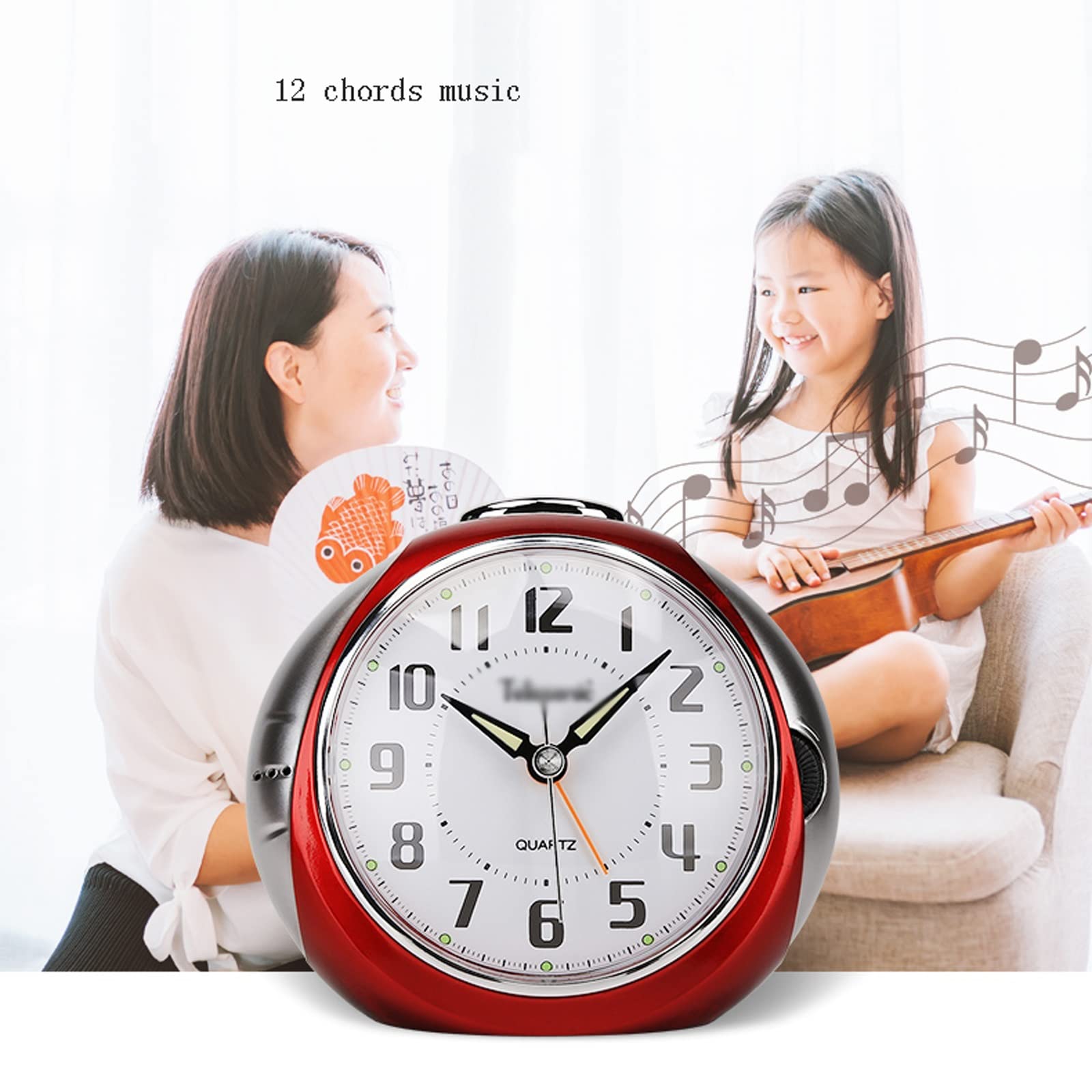Elegante reloj despertador de escritorio para dormitorio, Living Roo de 5 pulgadas, silencioso, sin tictac, con retroiluminación, sin repetición, funciona con pilas, para dormir pesado, decoración del