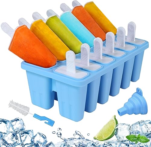 Silicone Popsicle Molds 12-cavity DIY Ice Pop Mold for Kids Adult Teens BPA Free Ice Cream Molds for Party Yogurt Juice Smoothies Sticks