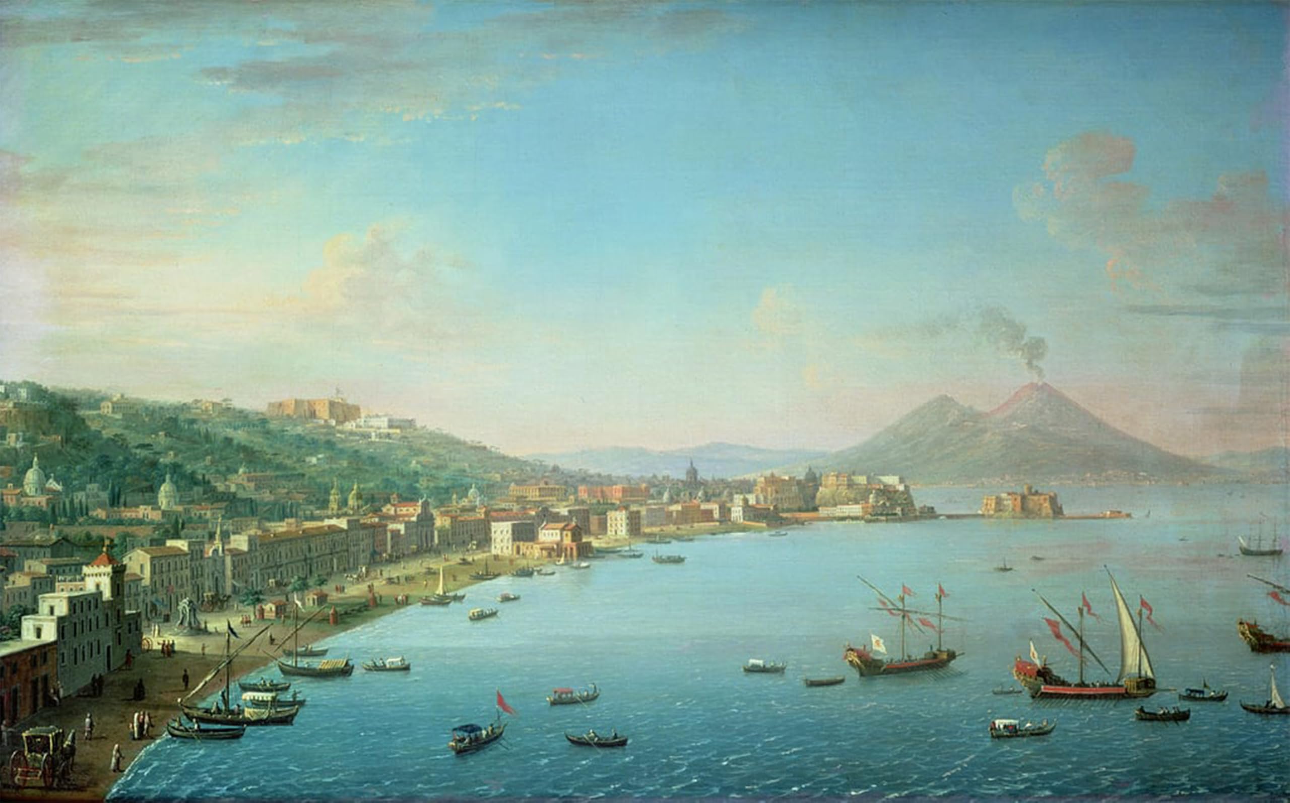 POSTERIIk Vintage Classic Picture Landscape Artwork Naples From the Bay with Mt Vesuvius in the by Antonio Joli Portrait Canvas Painting for Office Home Decor 60x90cm