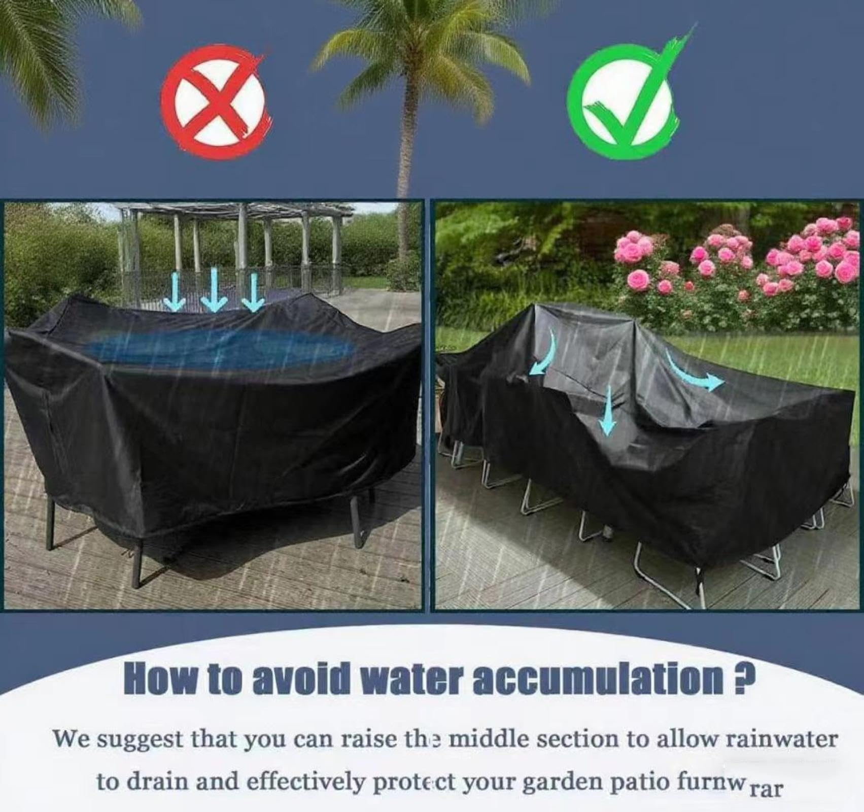 HNKDKJ Housse De Protection Salon De Jardin 200x170x75cm/L X L X H Rectangulaire Tissu Oxford 420D Résistant Housse De Table Jardin Imperméable D'hivernage Bache Protection Salon De Jardin