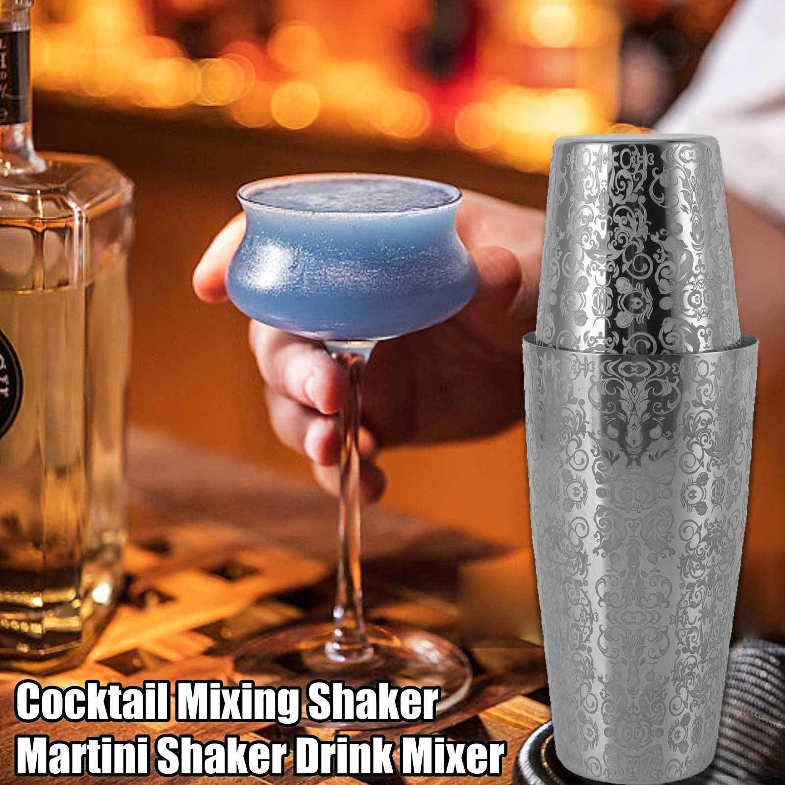 Shaker à Cocktail, Shaker Cocktail, Cocktail Shaker Kit en Acier Inoxydable, Deux Shakers en inox, Shaker à Cocktails Boston,Shaker Boston En Acier Inoxydable Gravé Pour Barman Et Bar à la Maison(#1)
