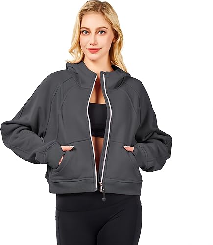 Sudaderas con capucha de entrenamiento para mujer, sudadera con forro polar con media cremallera, sudadera alegre y brillante