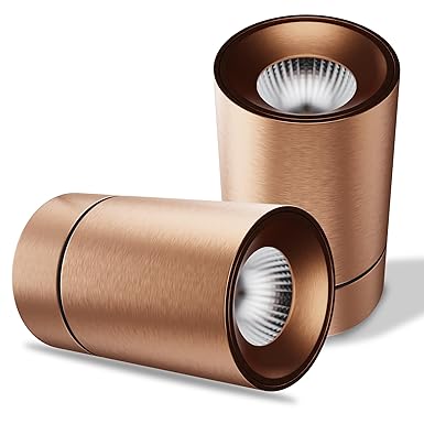 Nortek Celia 12 Watt Round Cylindrical Surface Mounted Cob Lights for Ceiling Ideal Ceiling Downlight for Home, Office, Indoor & Outdoor Decor Led Light (Rose Gold Reflector Neutral White) Pack of 1