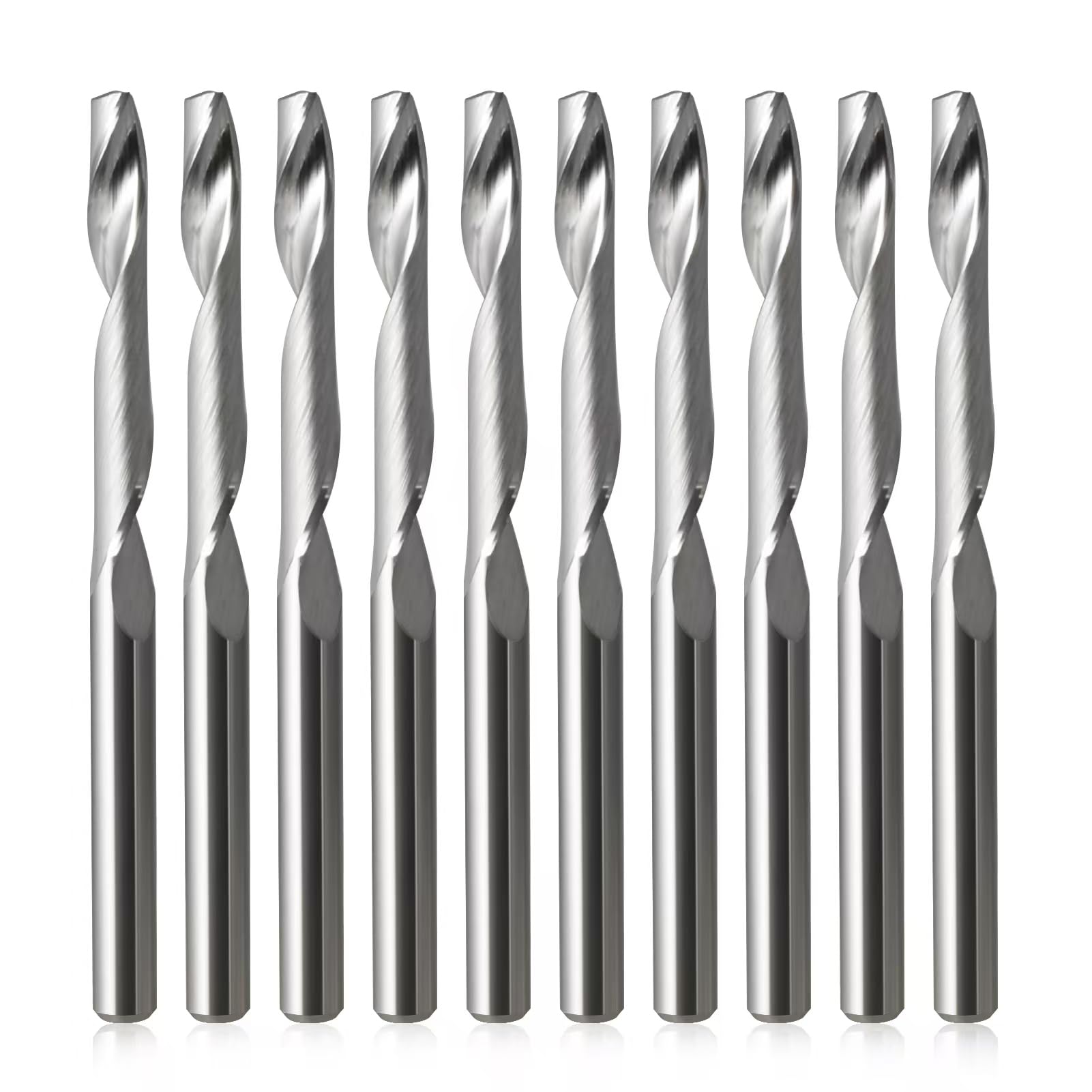 HOZLY Single Flute 1/8 End Mill Single Flute Spiral Router Bit Up Cut Milling Cutter with 1/8 Inch Cutting Diameter Router Bit Set for Aluminum