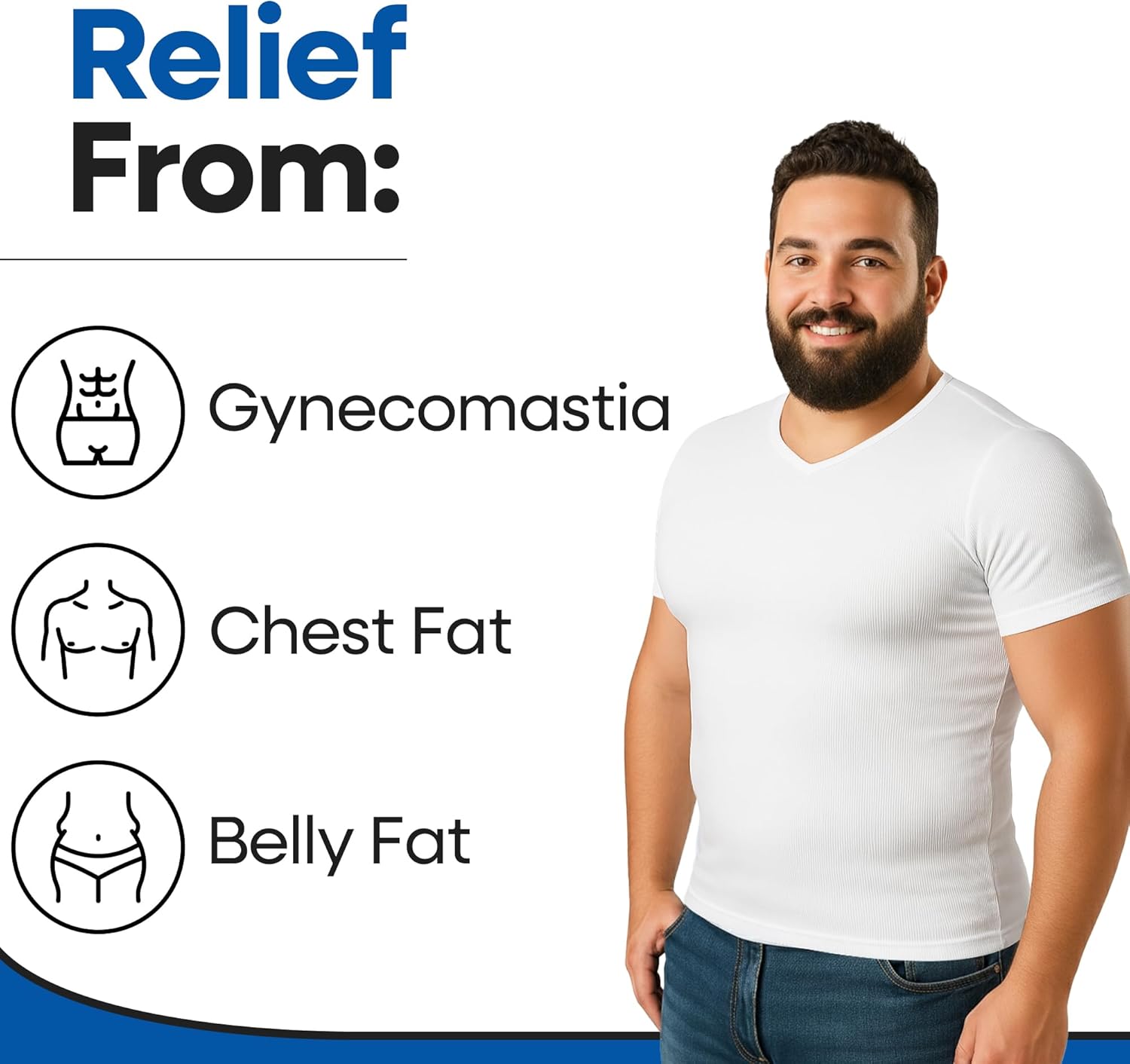Mens Compression T Shirt Gynecomastia | V Neck Slimming Undershirt Compression Shirt for Men. Mens Shapewear Body Shaper Top - Image 3