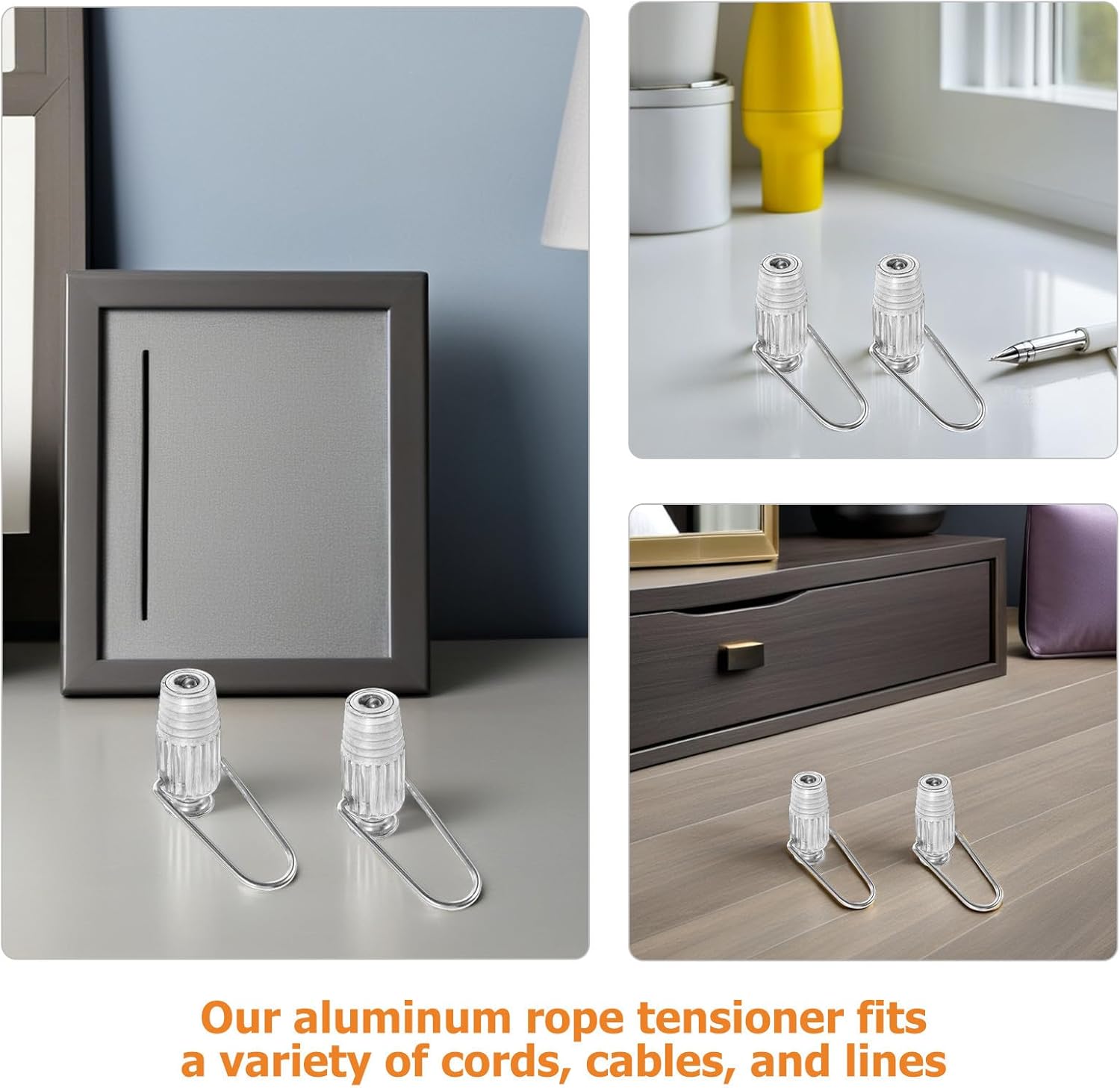 Generic 6pcs Clothesline Rope Tightener Metal Clothesline Pulley Heavy Duty Aluminum Clothes Line Tensioners for Pulleys and Fixed Clothes Household Supplies