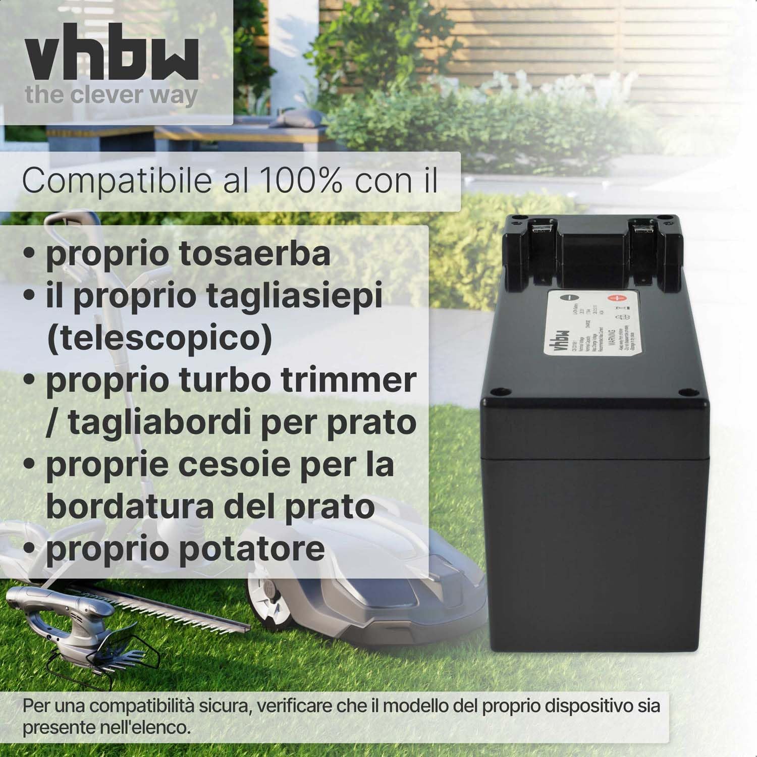 vhbw batteria sostituisce Zucchetti CS-C0106-1, CSC0106/1 per robot tagliaerba 7,5Ah 25,2V Li-Ion