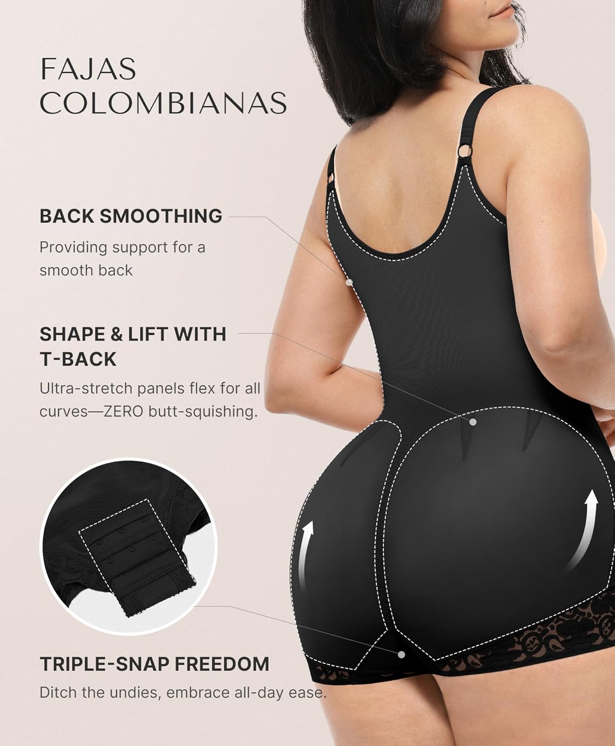 SHAPELLX Shapewear for Women Fajas Colombianas Tummy Control Body Shaper Open Bust Bodysuit with Hook Zipper Closure - Image 2