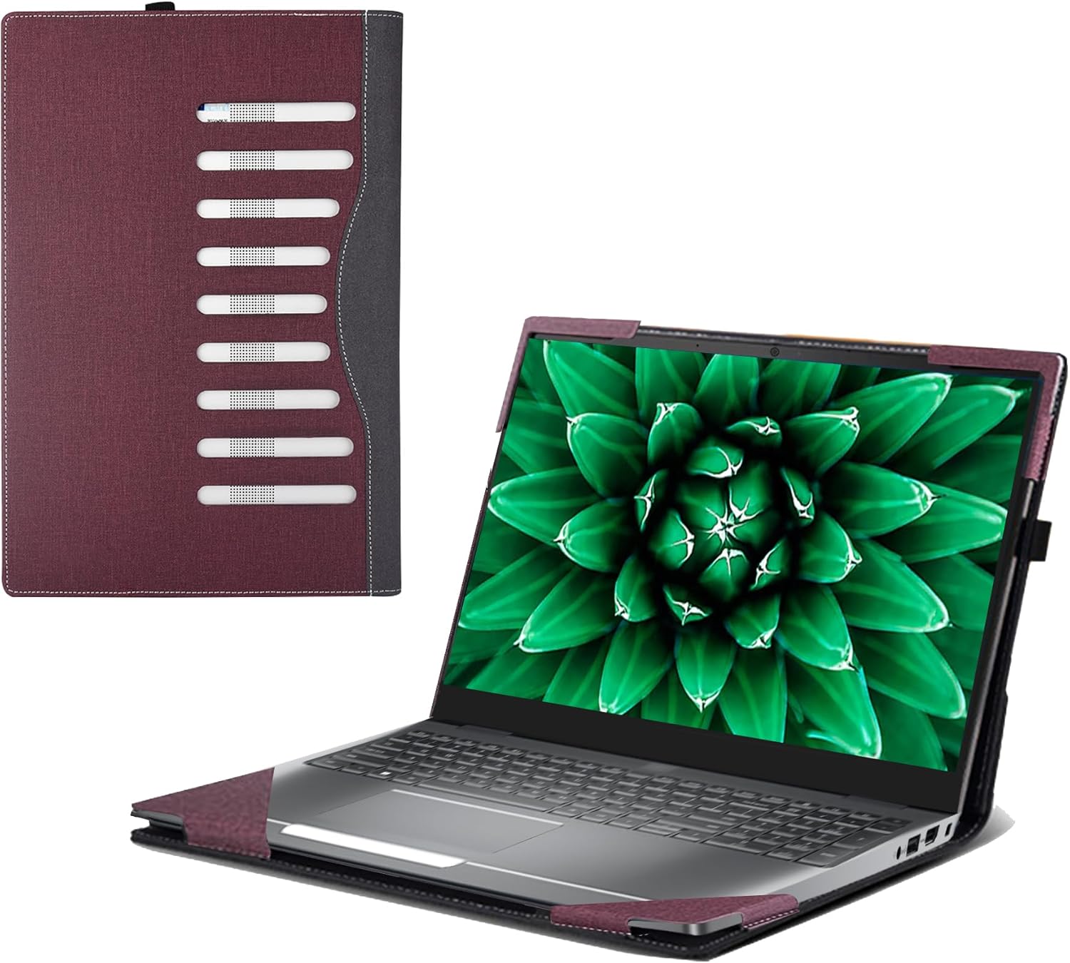 Laptop Cover for Dell Precision 3490 Workstation Precision 3480|3470 Laptop 14 inch All-Inclusive Drop-Proof Case PU Leather Inner Pocket Cover (Wine red)