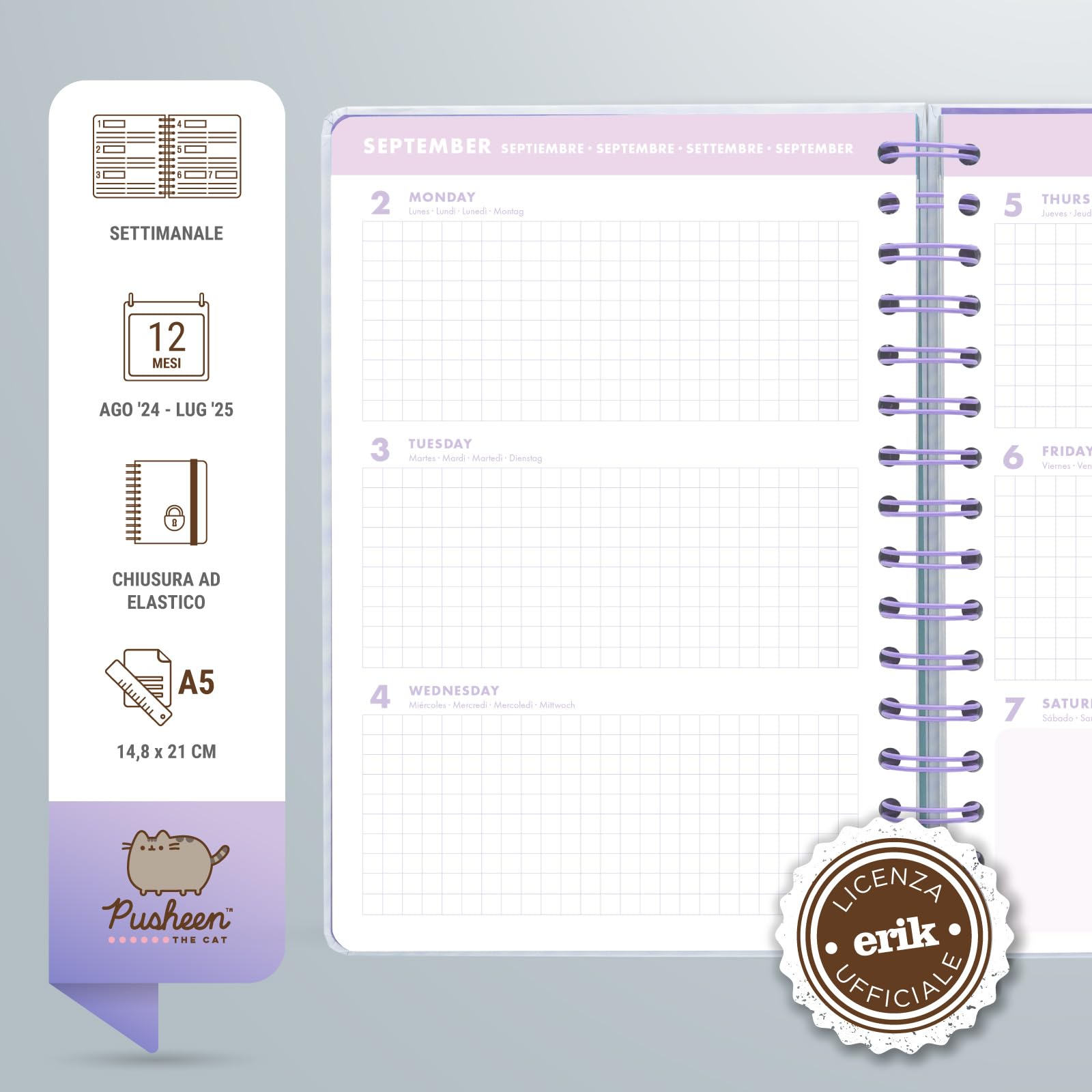 Blocco Appunti Pusheen Moments Con Planner Settimanale - Set Cancelleria Licensed, Cover Rigida Magnetica - Foto 12