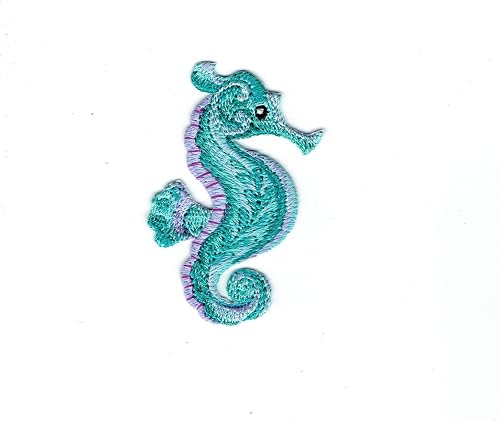 Seahorse - Tropical Marine Fish - Green/Blue/Purple - Ocean - Embroidered Iron on Patch