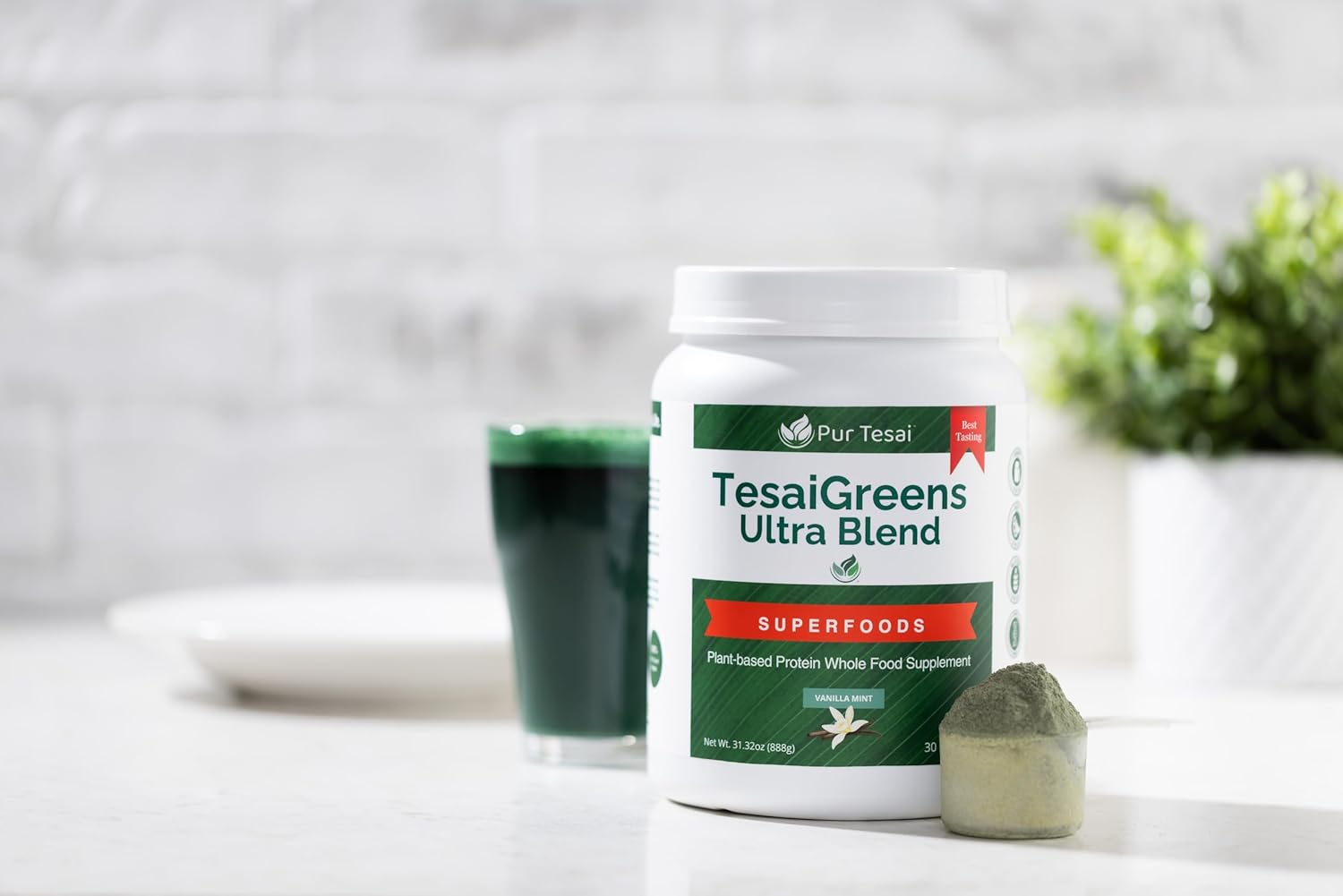 TesaiGreens Ultra Blend Superfood Nutritional Powder, Plant-based, 16g Protein, 7 Billion Probiotics, Vitamins, Mushrooms & Adaptogen, Energy, Immunity & Gut Health Support, Meal Replacement - Image 2
