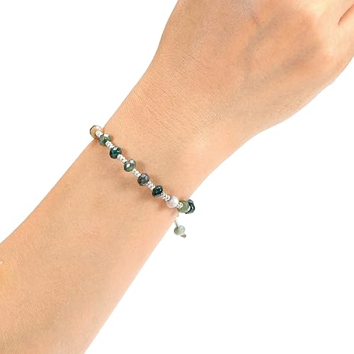 Vista 7 de Jovivi Pulsera de cuentas de cristal de hecho, pulsera elástica ajustable de piedra natural trenzada hecha a mano, joyería energética para mujer