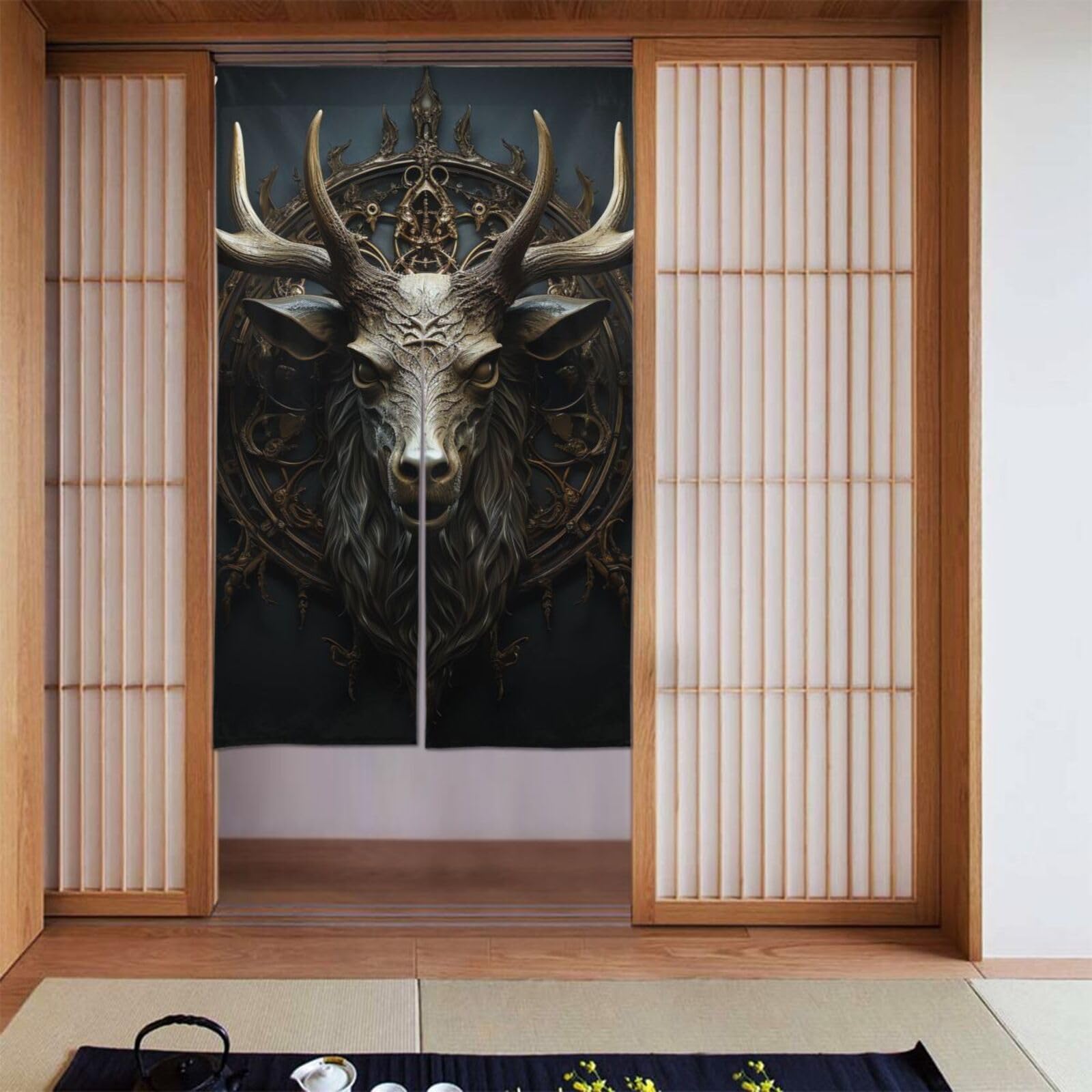 FekiLoot Antlers Door Curtain for Doorway Privac,Personalized Blackout Kitchen Curtains Window Treatment 2 Panel Door Curtain Tapestry Hanging Room Divider Home Decor 34"X 56"