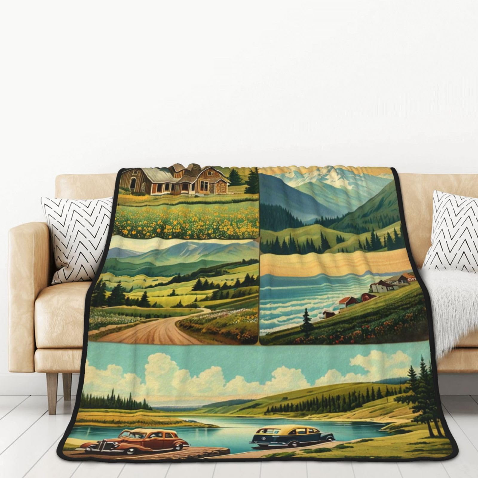 Couverture en flanelle double couche Vintage Vistas 152x203 cm