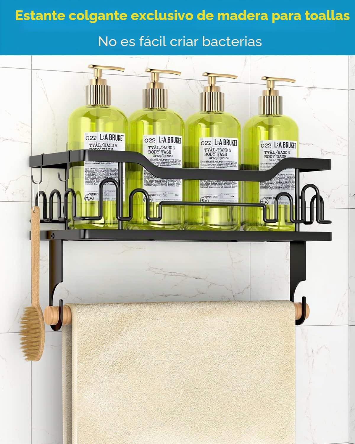 Organizador de ducha – Paquete de 5 estantes de ducha, organizador de ducha adhesivo para colgar sin taladrar, organizador de baño de acero inoxidable de gran capacidad, almacenamiento de