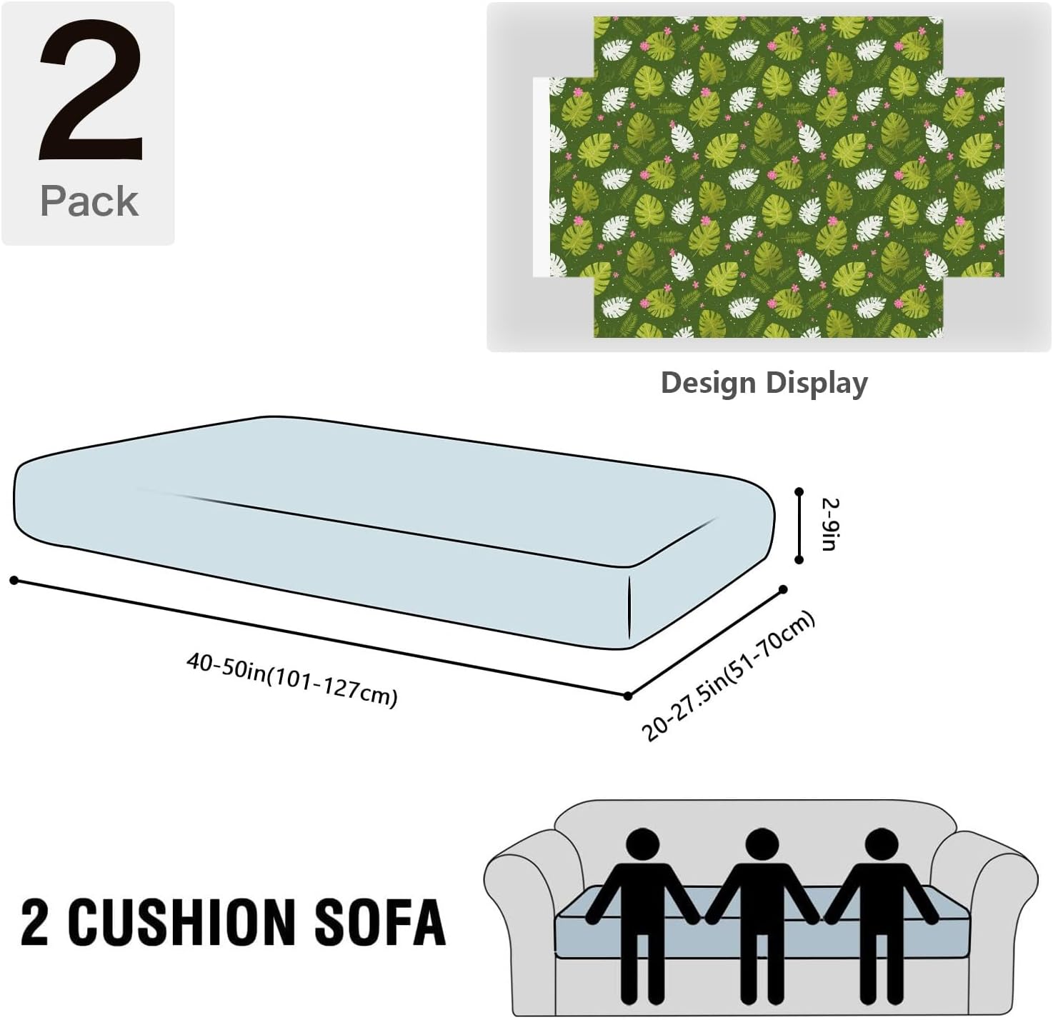 Tropical Monstera Bloom Loveseat Covers Couch Covers for 2 Cushion Couch, 2-Piece Stretch Sofa Slipcovers Anti-Slip Washable Furniture Protectors for Dogs Pets