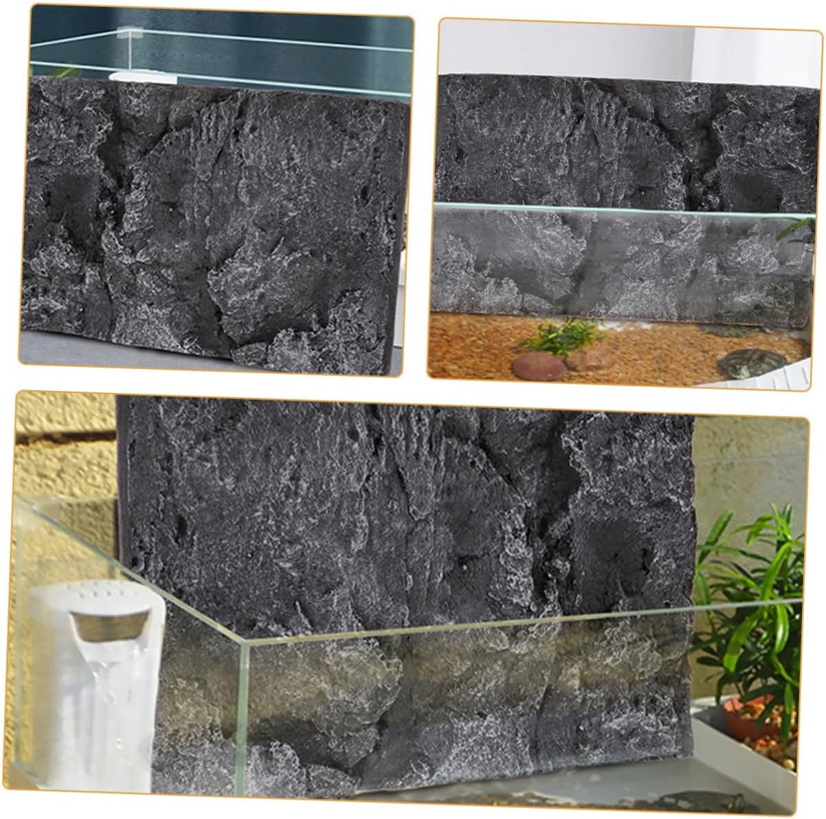 2pcs Reptile Background for Aquarium and Terrarium Realistic Stone Texture Decor for Fish Tank and Turtle Habitat for Creating Natural Environments