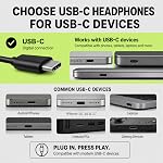 Artix® CL750 USB C casque filaire d'oreille Premium avec micro, casque confortable de conception de bruit isolant pour ordinateur portable, PC, Mobile, Comprimé, Adultes, Hommes, Femmes, Garçons et Filles – Graphite