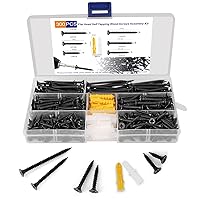 Vista 10 de Tornillos para madera negros #6 x 1-1/4", 100 piezas, cabeza Phillips, tornillo autorroscante plano rápido, tornillos para paneles de yeso de rosca