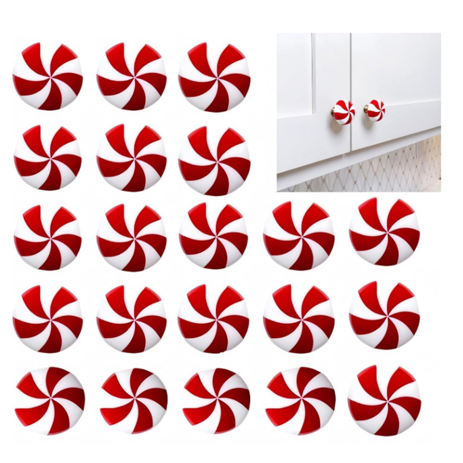20 Pieces Christmas Cupboard Handle Covers Peppermint Decorative Cupboard Knobs Kitchen Cupboard Cupboard Cupboard Cabinet Cupboard