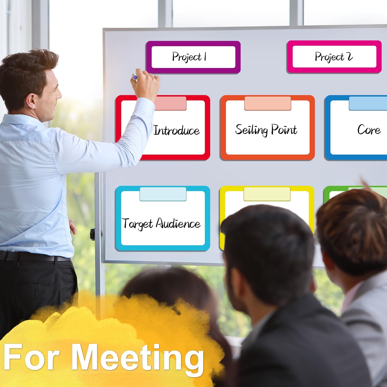 8PCS Magnetic Dry Erase Label Write & Wipe Paper Organization Chart for Classroom Whiteboard Goals Targets Teacher Organizations Objectives Board Bright Colorful Learning Magnets for School Supplies - Image 6