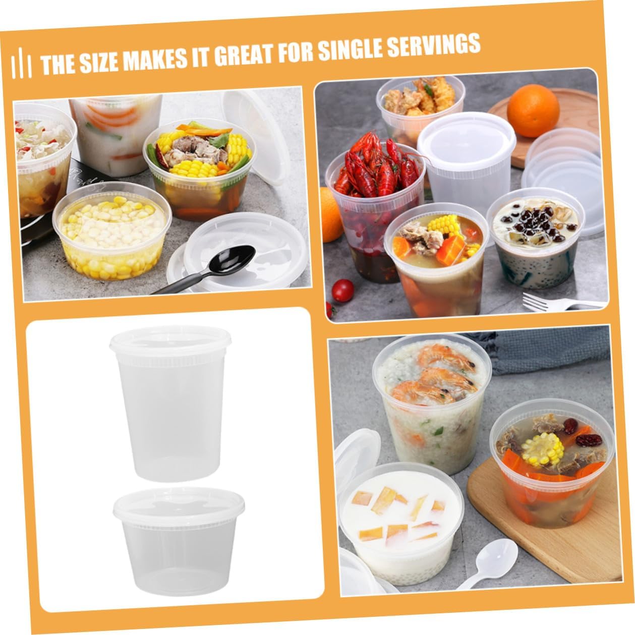 Disposable Soup Bowls and Porridge Cups 16oz 32oz Sealed Containers for Hot and Cold Food, Takeout and 50pcs