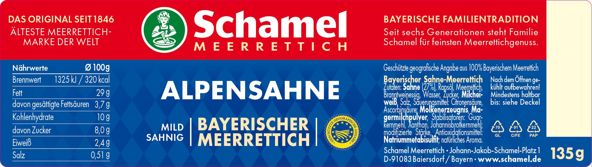 Schamel Sahne- Meerrettich, 12er Pack (12 x 135 g)