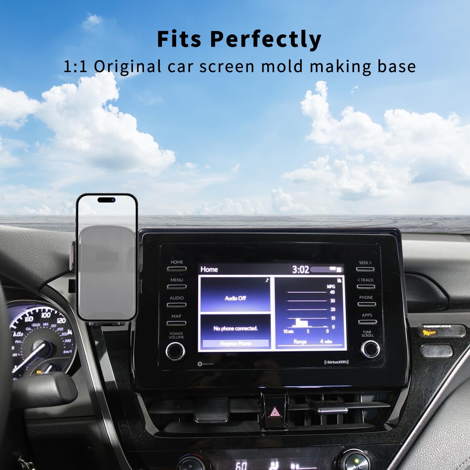 for Toyota Camry Phone Mount Holder 2024 2023 2022 2021 Accessories Accessory, Car Phone Holder Mount Compatible with Toyota Camry 7" Screen, Plastic Black