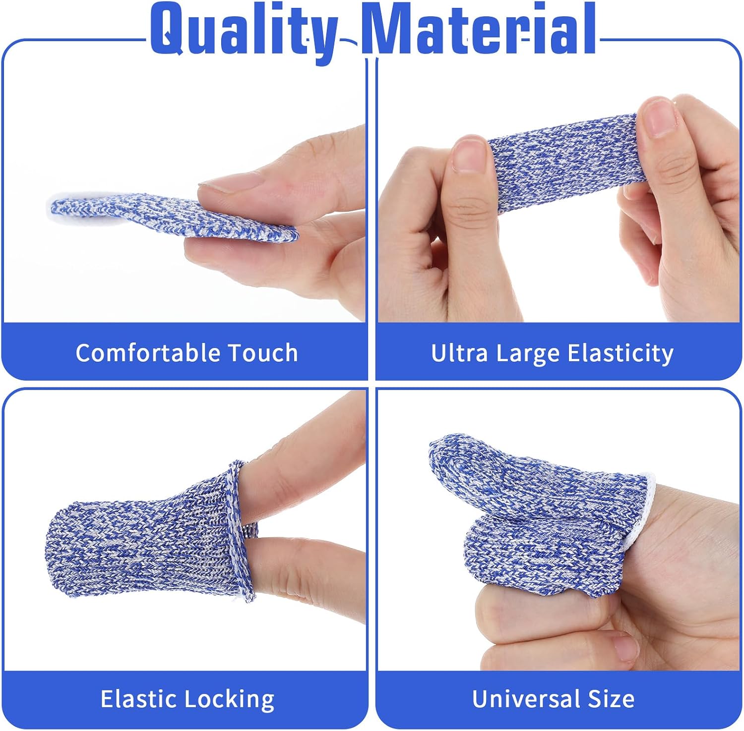 24PCS Finger Cut Resistant Protector Gloves Cots Breathable Reusable Durable Finger Sleeves Anti-Slip Thumb Fingertip Protection Gloves for Work Garden Kitchen Sculpture Grinding Stained Glass