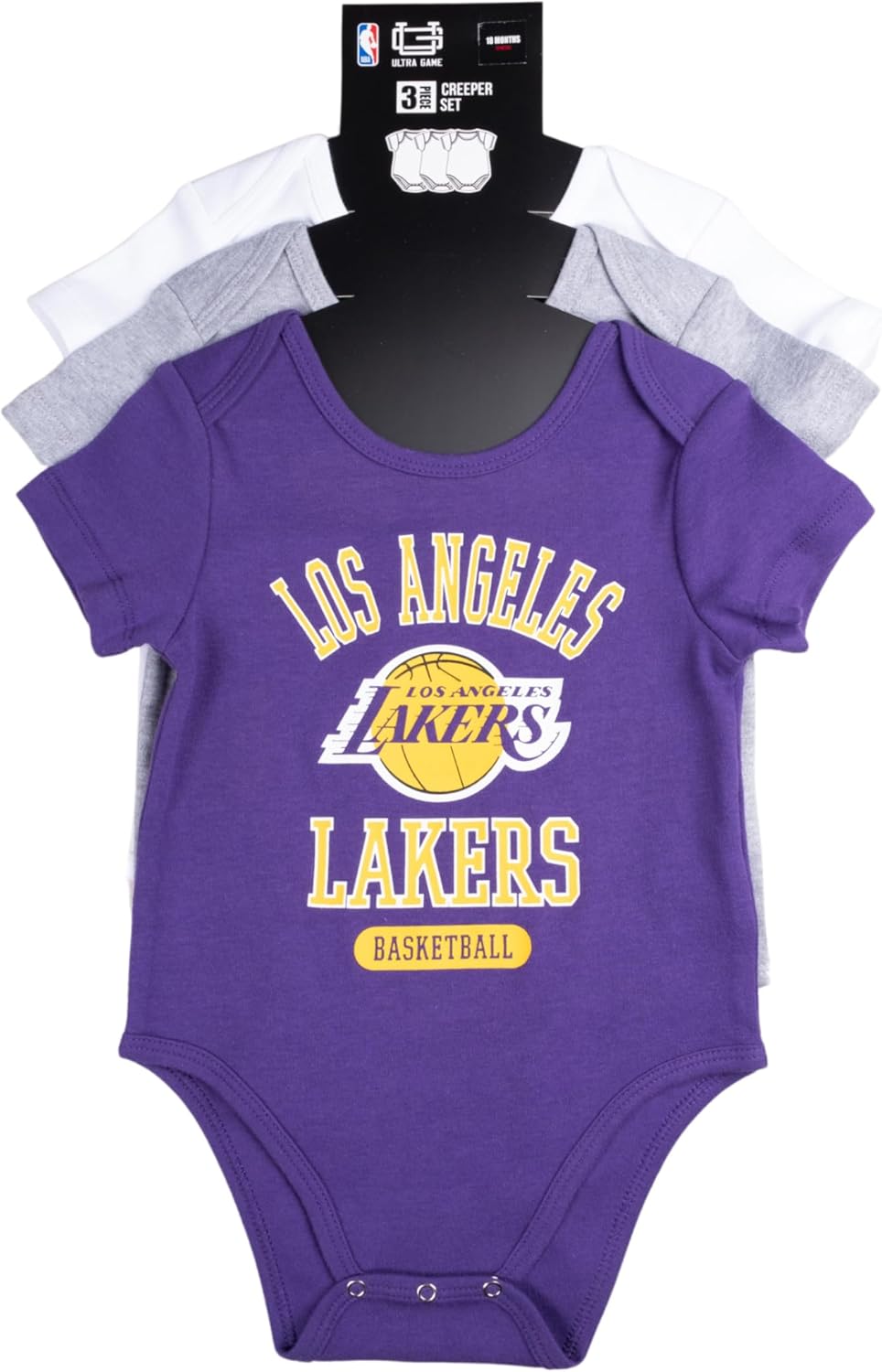 Ultra Game Youth NBA Official Baby Super Soft Cotton 3 Pack Creeper Bodysuit - Image 3