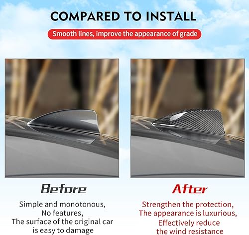 Miniatura 6 de Repuesto para cubierta de antena, cubierta de aleta de tiburón, fibra de carbono, antena de techo automotriz para BMW F10 F18 F01 F02 F04 (negro)