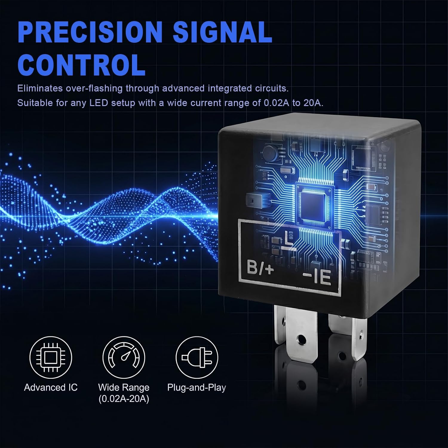 CF-13 LED Flasher Relay, 12V Turn Signal Relay Fix Hazard Warn Hyper Blink Flash, 3 Pin Electronic Flasher Blinker Relays Fits for Car SUV Motorcycle, Car Accessories image 3