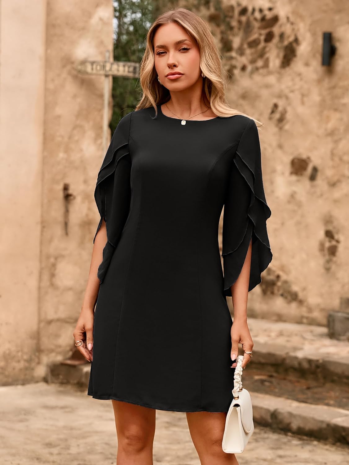 Simplee Womens Cocktail Dress 2025 Formal Flutter Sleeve Elegant Chiffon Trendy Wedding Guest Dresses - Image 2