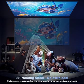 Smart Mini Projector with Wifi and Bluetooth - Portbale Movie Projectors for Outdoor/Bedroom, Autofocus & Auto Keystone | Android 14 | Built-in Apps | 1080P FHD | Proyector 4K & 8K Support