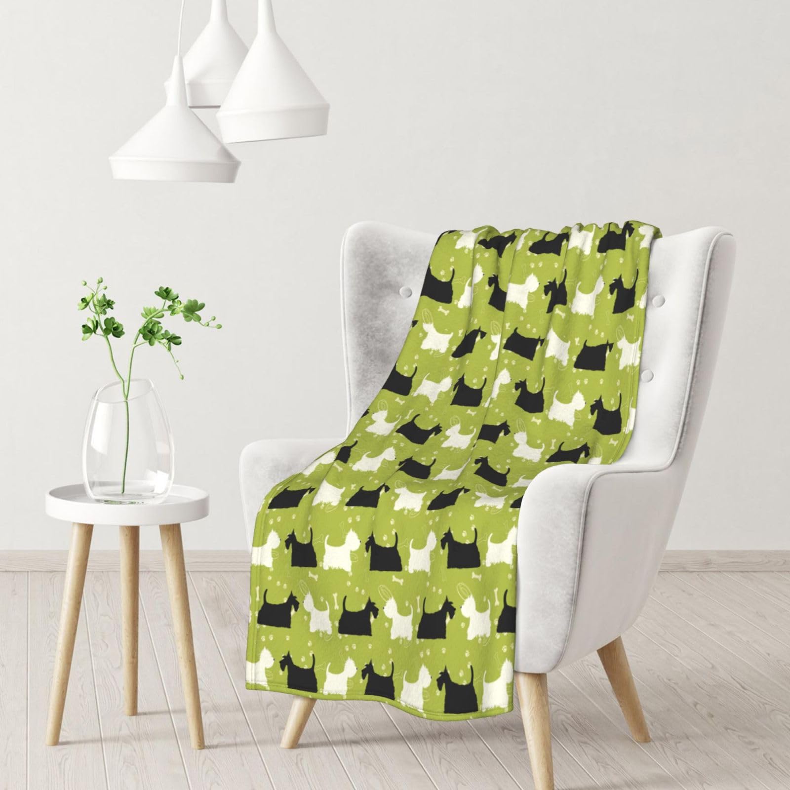 Inomak Unisex As Picture Hund Silhouette Scottie Westie Tier,Soft Blanket Warm Anti-Pilling Flannel Plush Throw Blanket 76 X 102 Cm