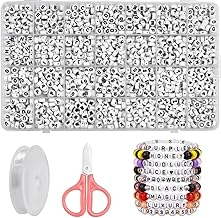 NAROSEBE Set of 1400 Letter Beads Acrylic 4 x 7 mm ABC Alphabet Beads Bracelets Letter Beads for Threading Jewellery Making Bracelets Necklaces