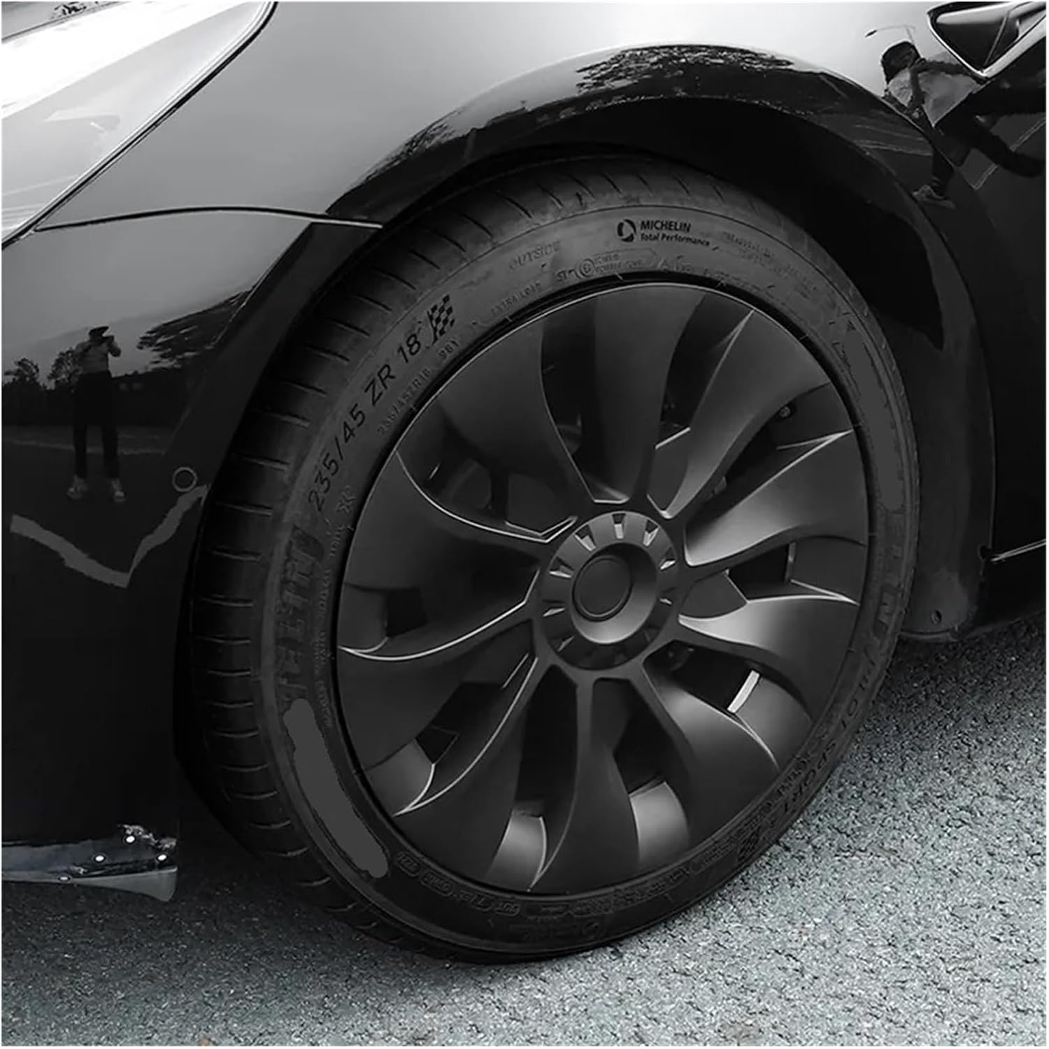 4 個 18 インチハブキャップ交換用ホイールキャップ自動車フルリムカバーアクセサリー、テスラモデル 3 2018-2023 に対応