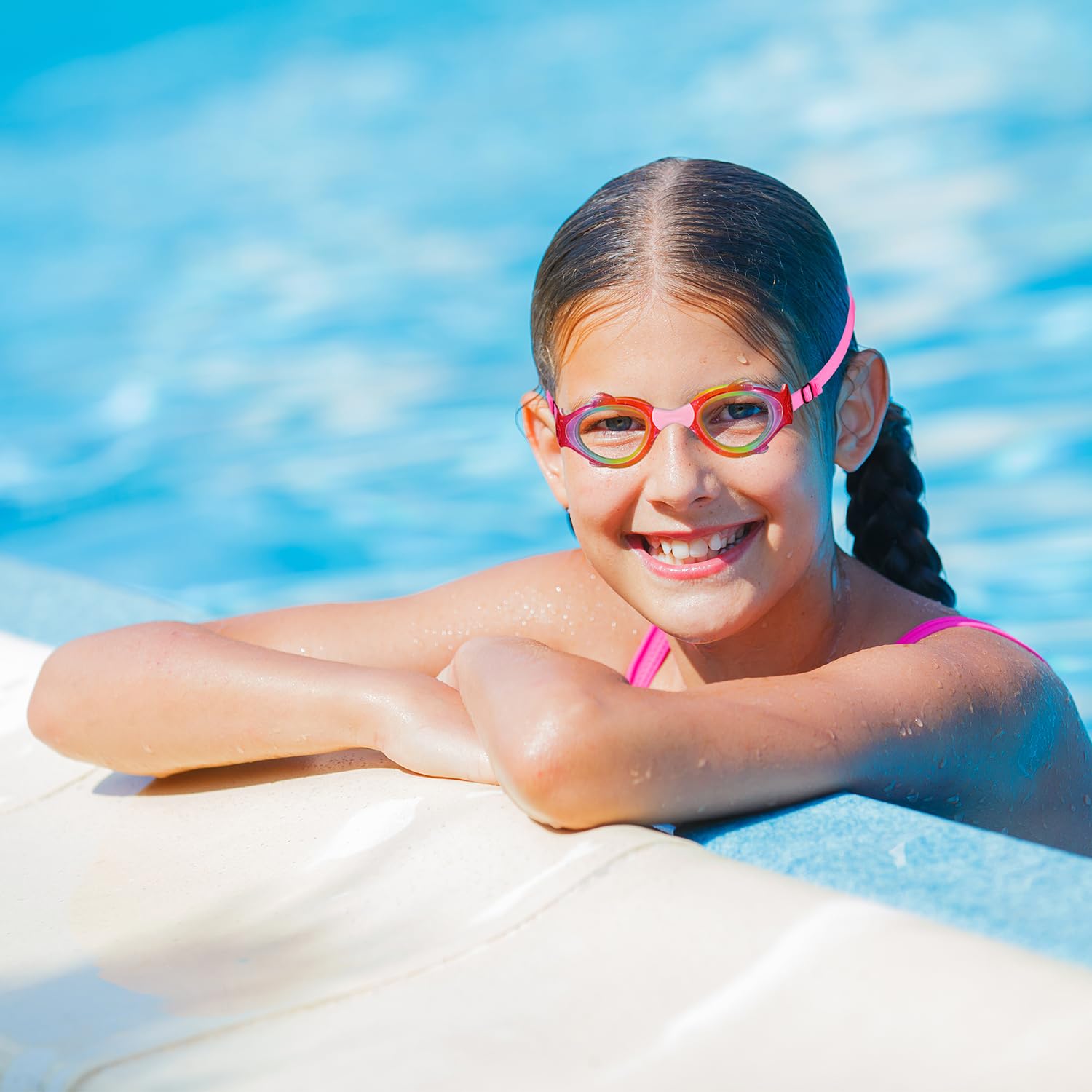Schwimmbrille für Kleinkinder, 3 / 4 / 5 Jahre, Kinderbrille, kein Ziehen an Haaren, Stoffband