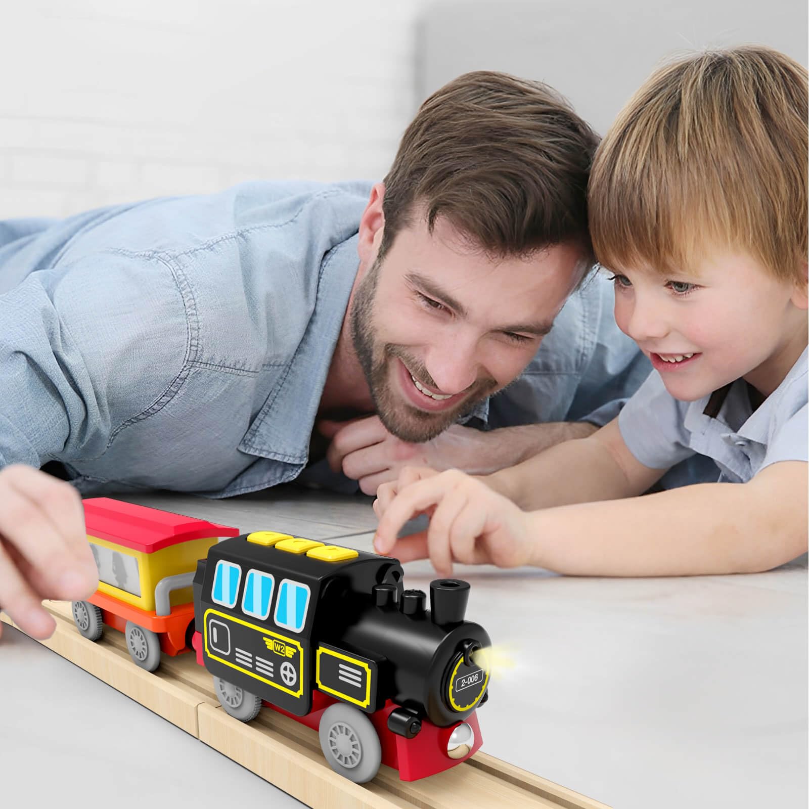 Tren Eléctrico Infantil Con Luz Y Sonido – Locomotora A Pilas Compatible Con Brio Y Thomas, Perfecto Para Niños De 3 A 8 Años