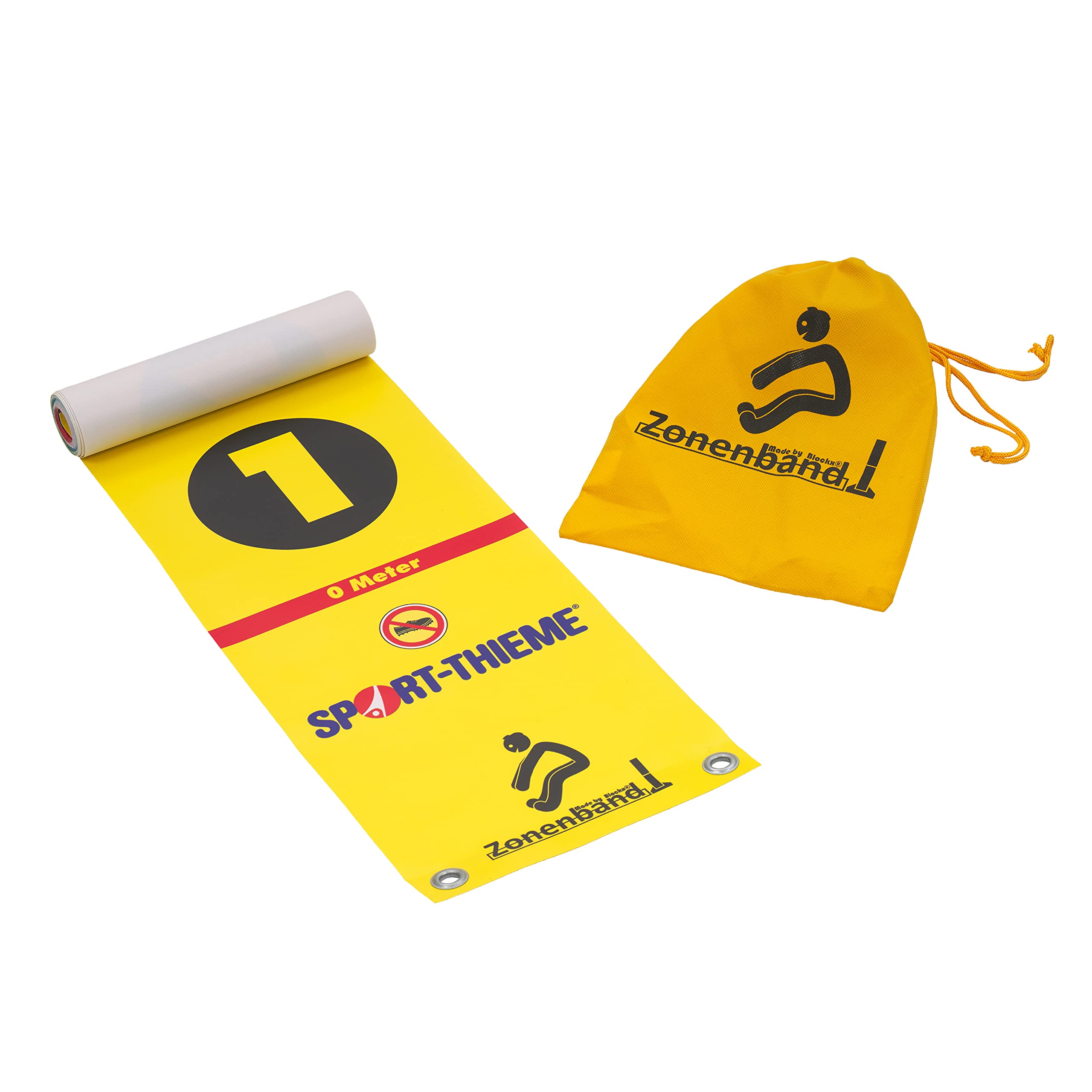 BlockX Weitsprung-Set One | Inkl. Zonenband mit 4-farbig bedruckten 25 cm Zonen | Für Schulen, Vereine, Kinder | Lern- und Messhilfe | Leichtathletik | Springen