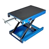 Motorcycle Lift Scissor Jack, 1200 LB Capacity Wide Deck Hoist Stand Maintenance Bikes ATVs Garage Repair Center Stand Lift Jack, Blue