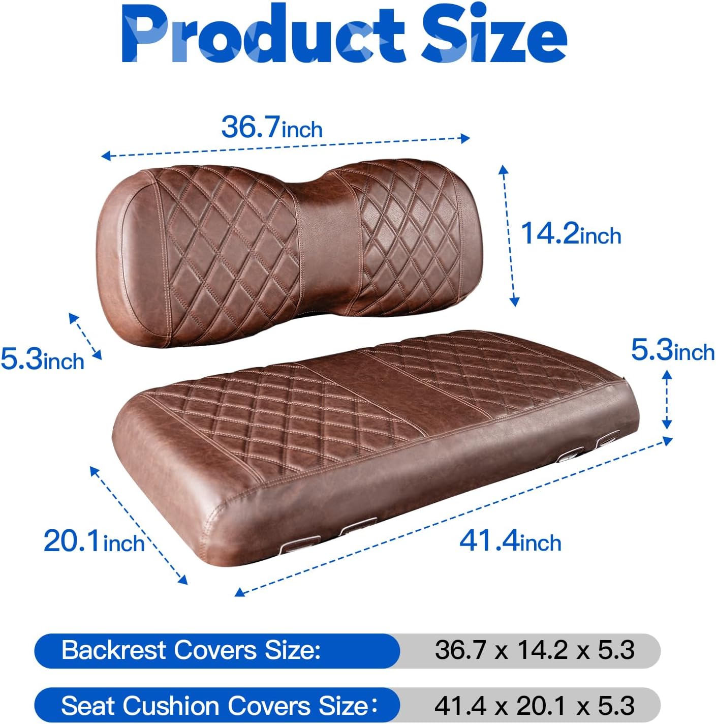 NOKINS Golf Cart Diamond Seat Covers Kit, Fit for Yamaha Drive/Drive2 OEM Standard Front Seat Cushion, No Nails Required & Easy to Clean, Breathable Vinyl Seat Covers (Brown and Brown 8438)