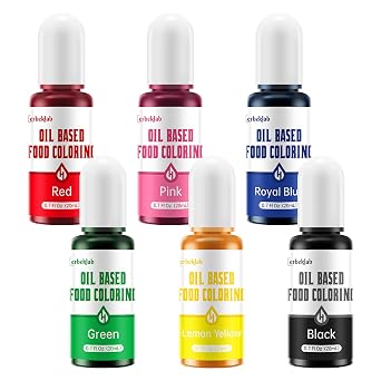 Oil Based Food Coloring for Chocolate 6 Colors x 20 ml Concentrated Oil Food Dye for Melting Chocolate Candy Melts Cake Pops Strawberries