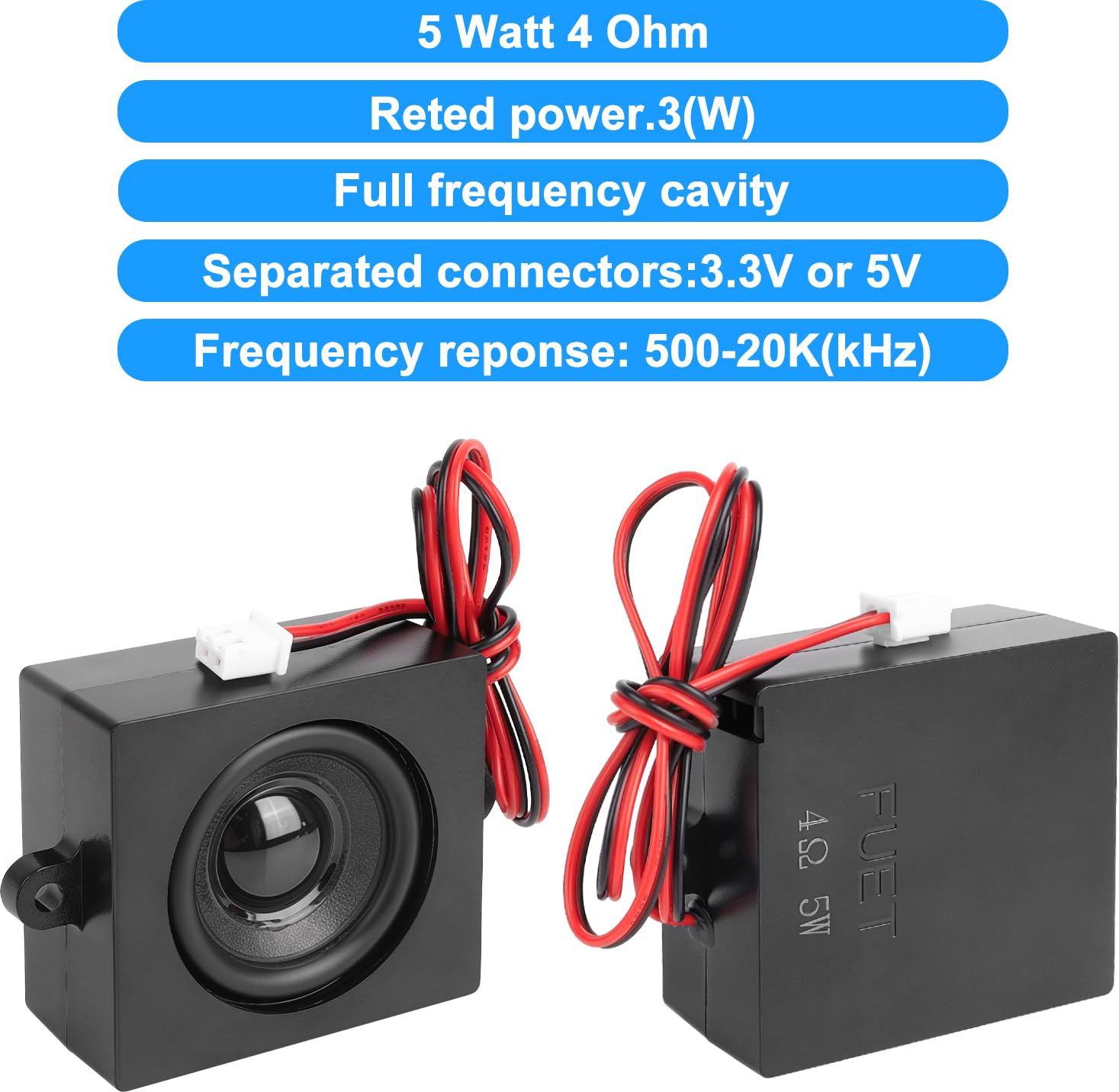 2pcs Speaker 5W 4? Single Cavity Mini Speaker Full-Range Cavity Micro Loundspeaker for Arduino with JST-PH2.54-2Pin Interface for Small Electronic Projects Advertising Machine LCD TV Monitors