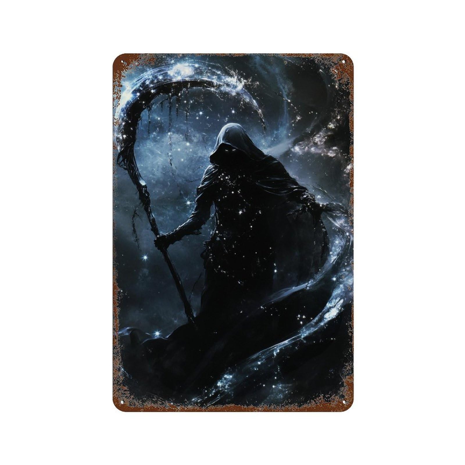 Dark Fantasy Reaper Artwork Vintage Rust Metal Sign 11.8"x7.9", for Basement, Hobby Room And Garage Decor, Farmhouse Wall Decor