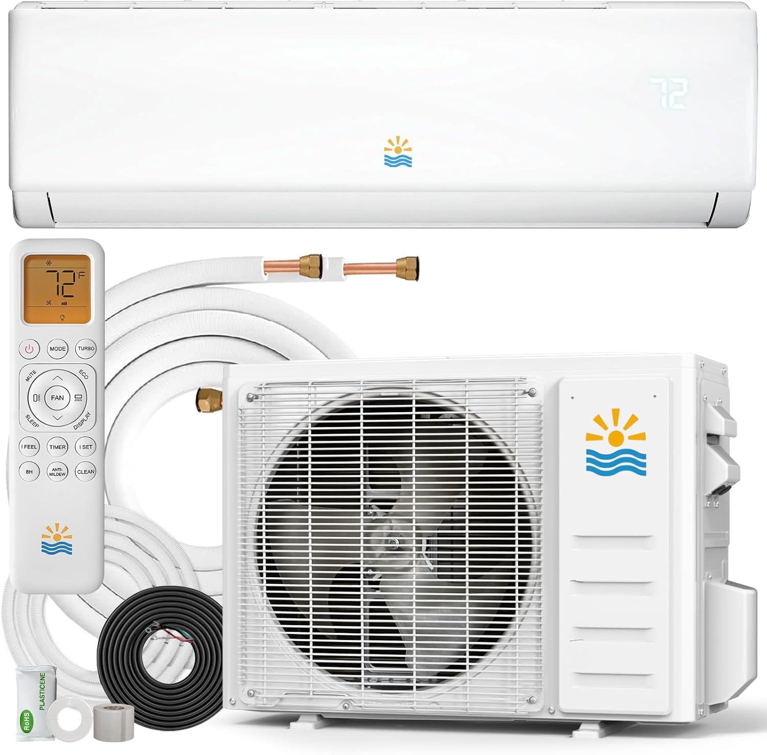 Mini Split Air Conditioner – 17000 BTU Ductless Mini Split Ac/Heating System, 230V 17 SEER2, Precharged Inverter Split AC Unit with Heat Pump System, 1200 Sq. Ft, R32 with Installation Kit